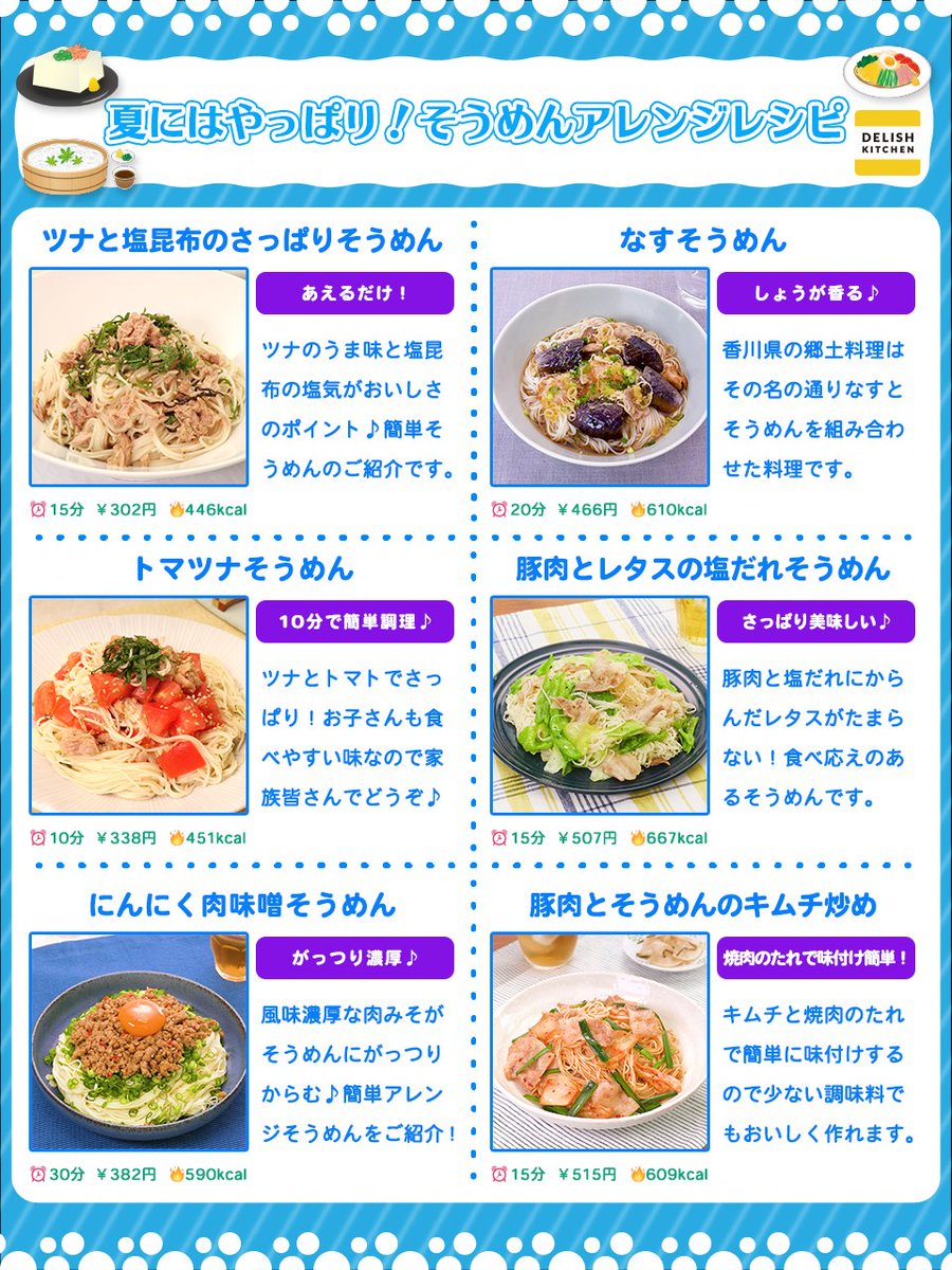 そうめんアレンジレシピまとめ】 さっぱりしていてクセがないそうめんのレシピを紹介♪ 時短でサッと作れるのでランチにもオススメ🙆🏻♀️ さっぱりからガッツリまでアレンジレシピを集めました👍 ▼詳しいレシピは #デリッシュキッチン アプリで検索