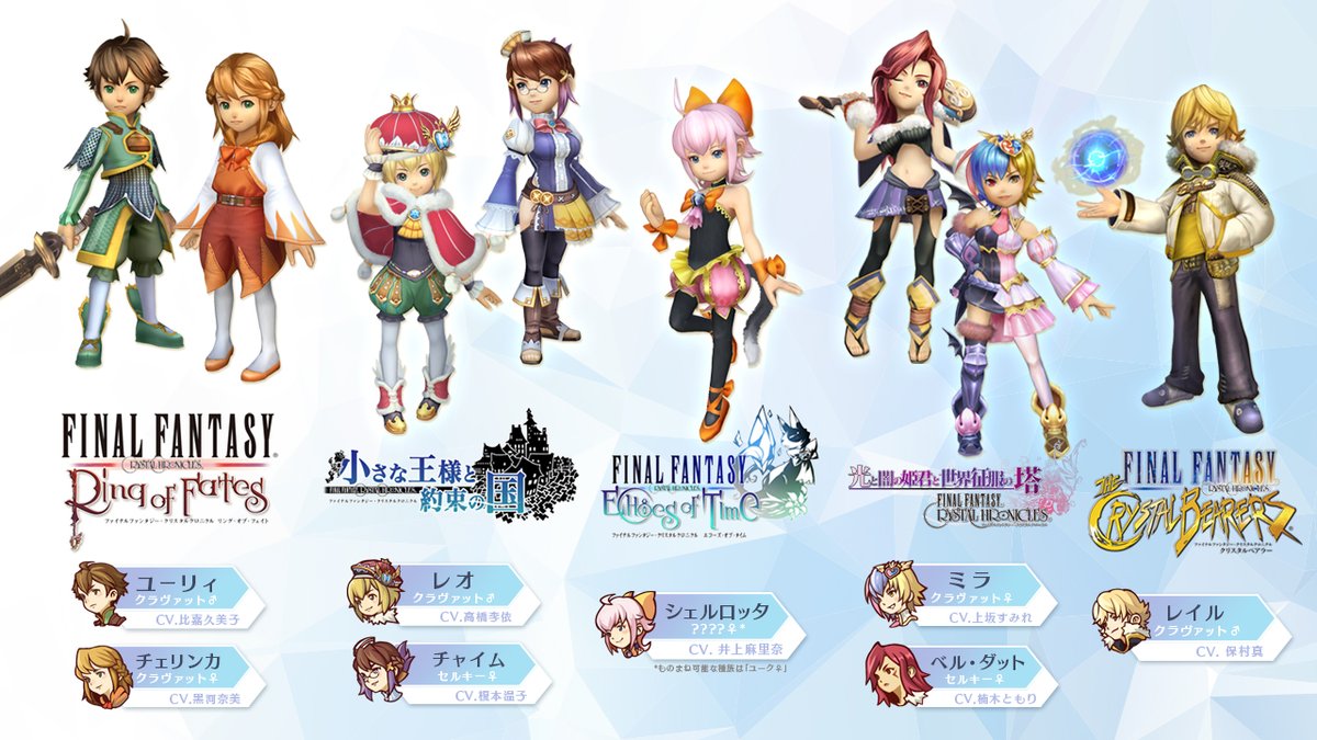 【DLC:ものまね①】 FFCCの過去シリーズキャラクターに「ものまね」できる有料DLCが8月27日配信⚠ シリーズ作品のキャラクターが垣根を越えて一緒に冒険に💞 #FFCC #クリクロ