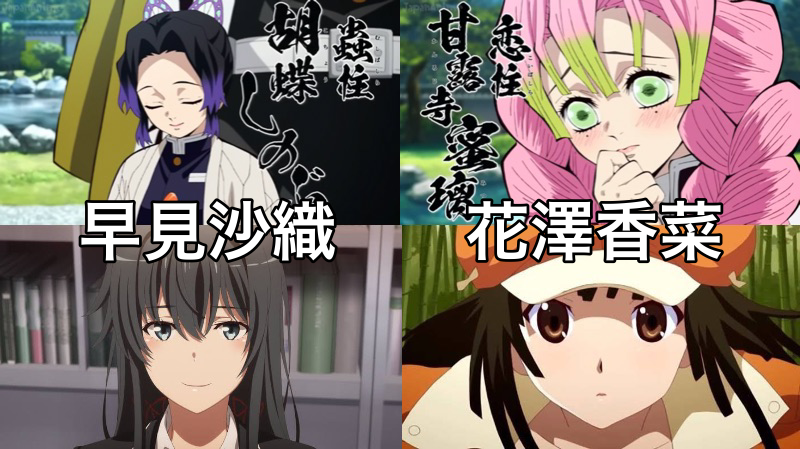 声優の代表的キャラの相違 ↑世間　↓オタク 