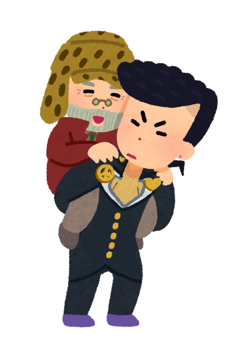 お年寄りをおんぶする不良のイラスト 