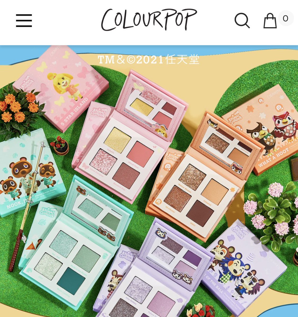 待ってカラポがまさかのあつ森コラボ、、😭パレットは間違いなく可愛いし、ベルのザクザクそうなグリッターが地味にツボ💰 