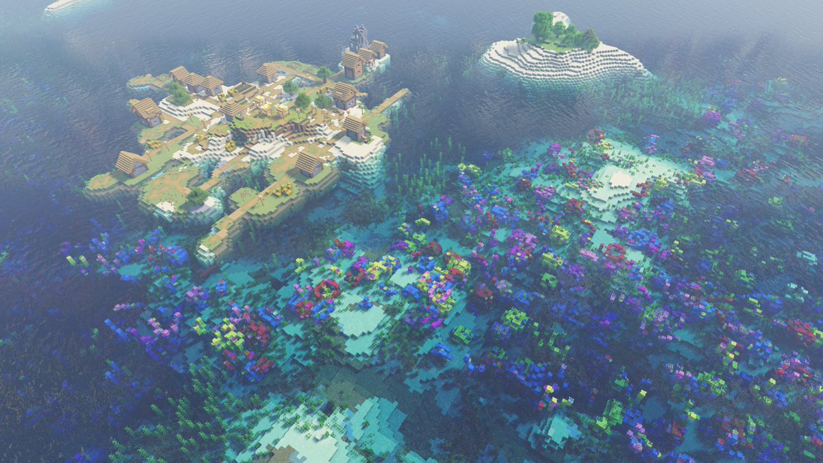 マイクラで散策してたら多分世界一綺麗なデフォ村を発見しました