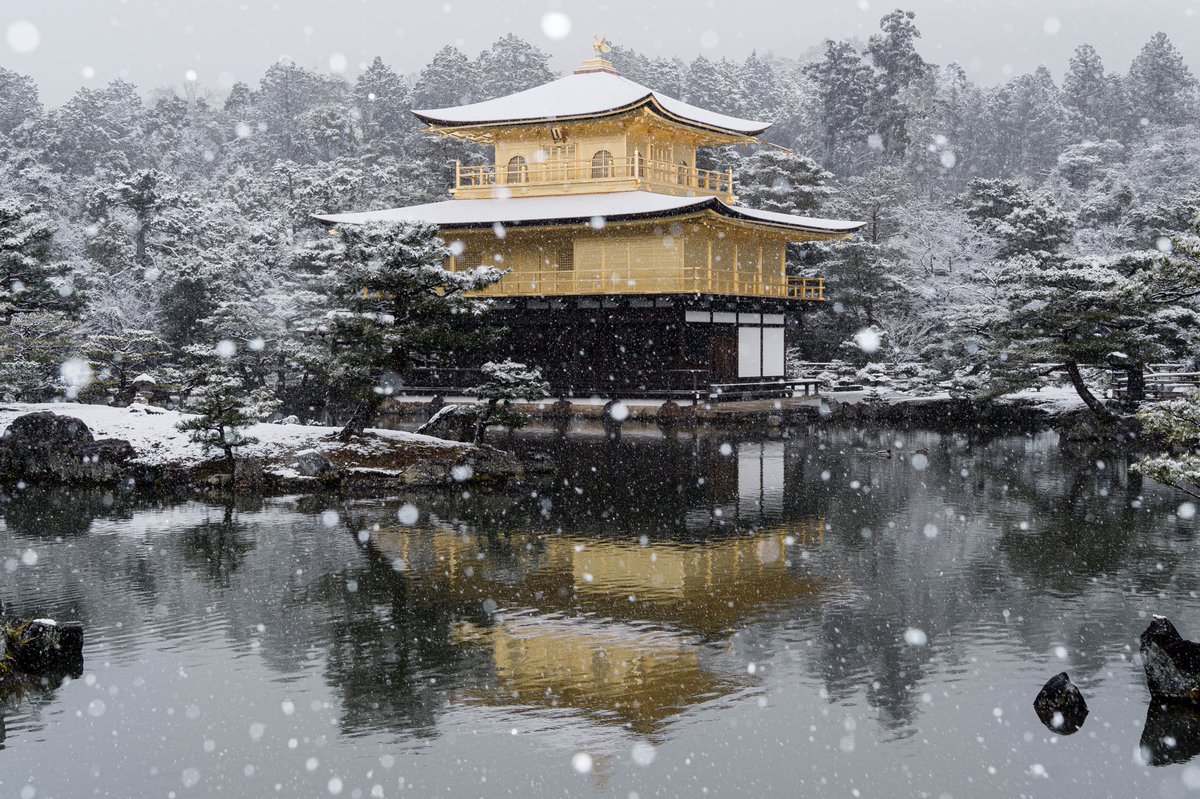 大晦日、改修後の金閣寺が魅せる雪景色は美しく特別なものだった 