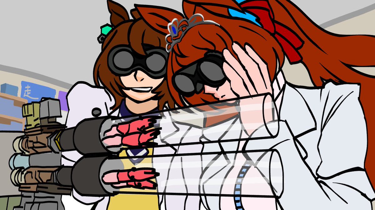 エビフライを作るアグネスタキオンとダイワスカーレットの画像 ※トレス 