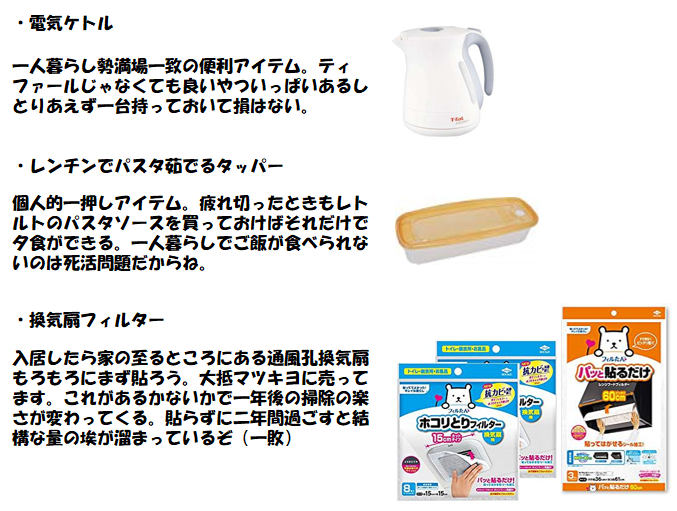 一人暮らしを始める人向けに、一人暮らしで便利なものや買って良かったもののプレゼン資料を作りました