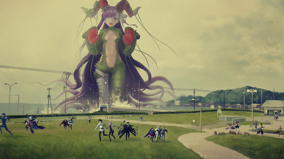 鎌倉海浜公園付近に上陸するキングプロテアちゃん #FGO #シンゴジラ 