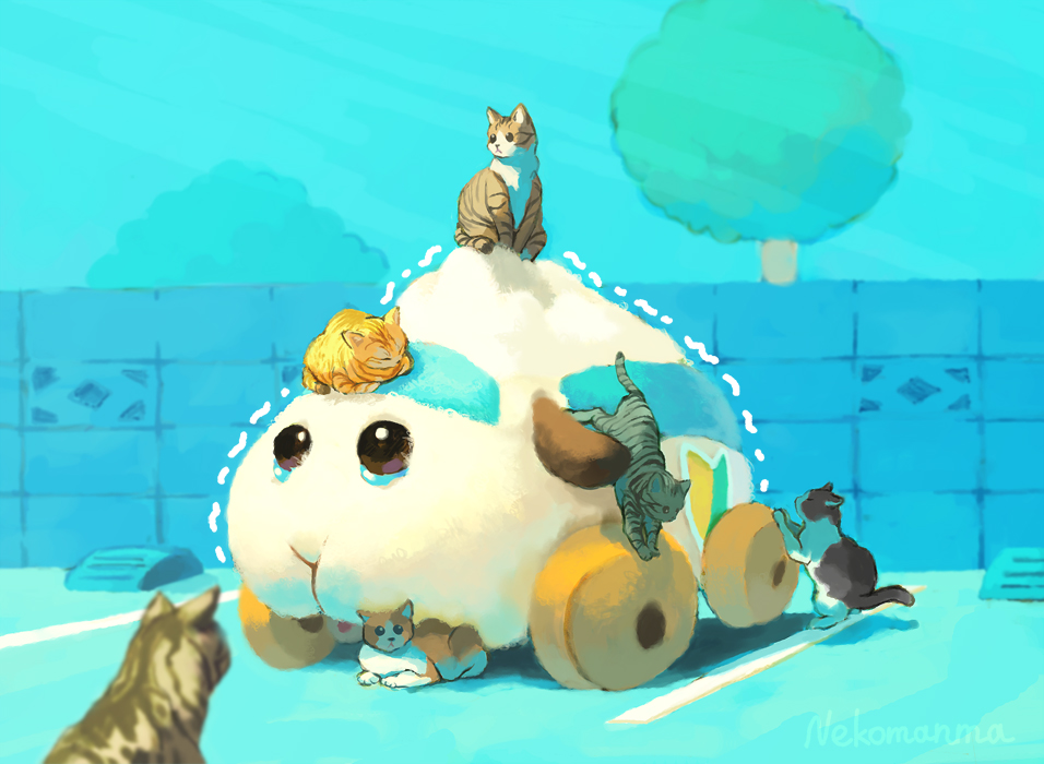 #モルカー #molcar #天竺鼠車車 猫が集まってきて 身動きが取れなくなったアビーちゃんのイラストを描きました