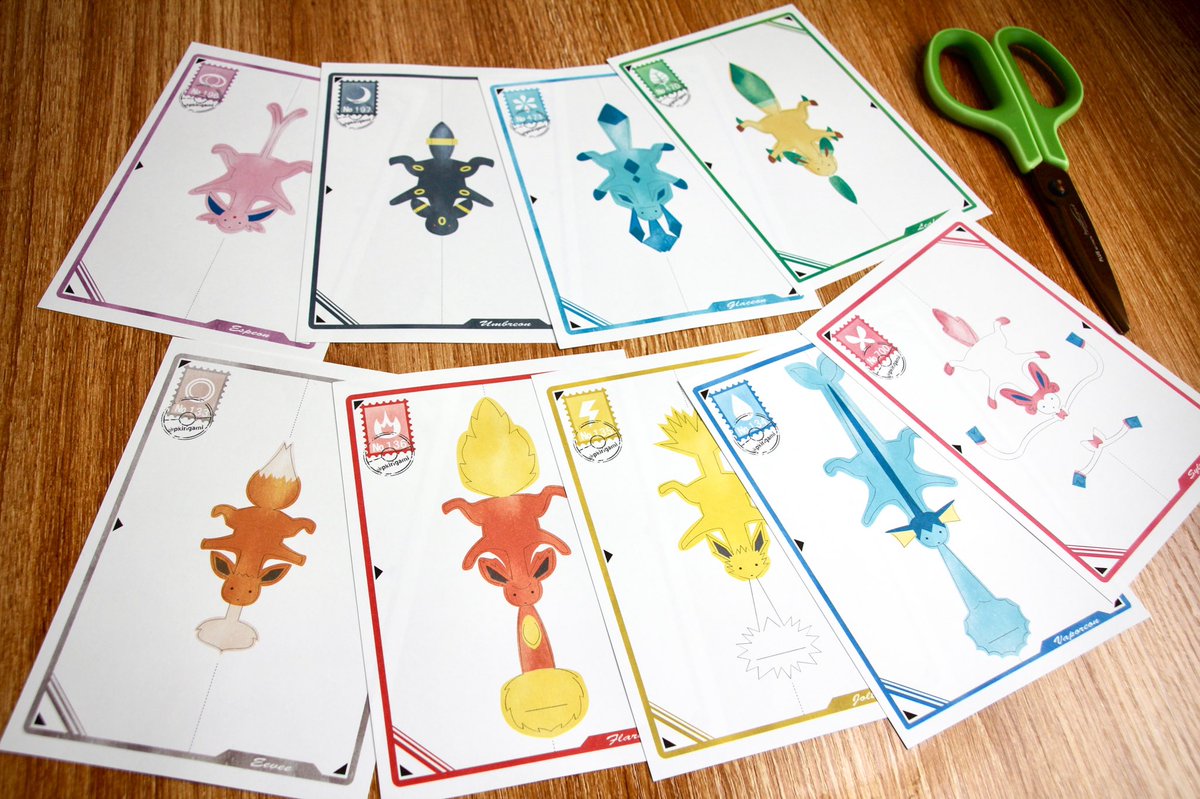 ハサミで切ると立体にできる、ブイズのポストカード作ってみました。 