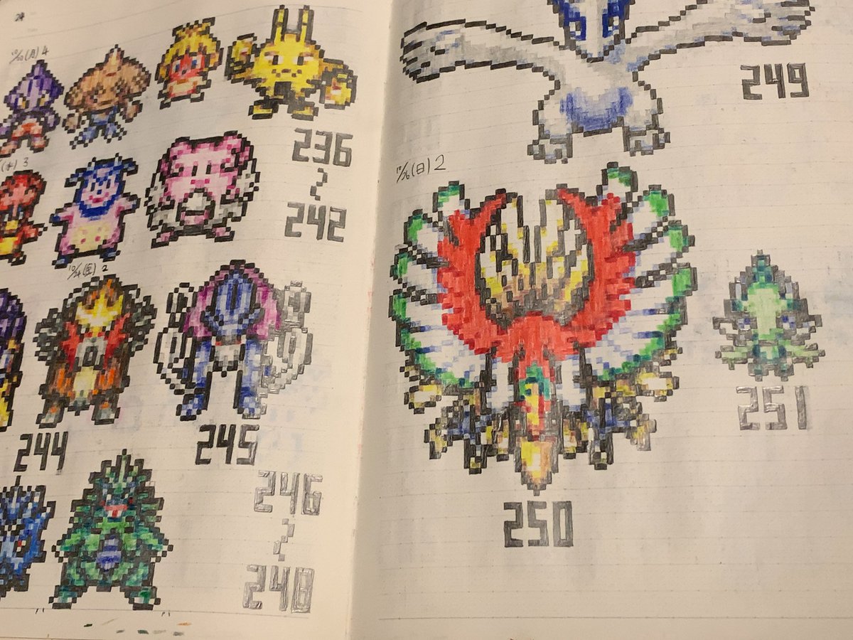 小6の時ポケダンの攻略本見てシンオウまで全匹描いてたの出てきた 