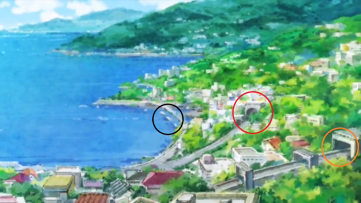 「ヒーリングっどプリキュア」の聖地すこやか市ですが、海沿いの温泉街である事や、港湾やトンネル等の地理的特徴から静岡県熱海市がモデルの可能性が高いです #precure #ヒープリ 