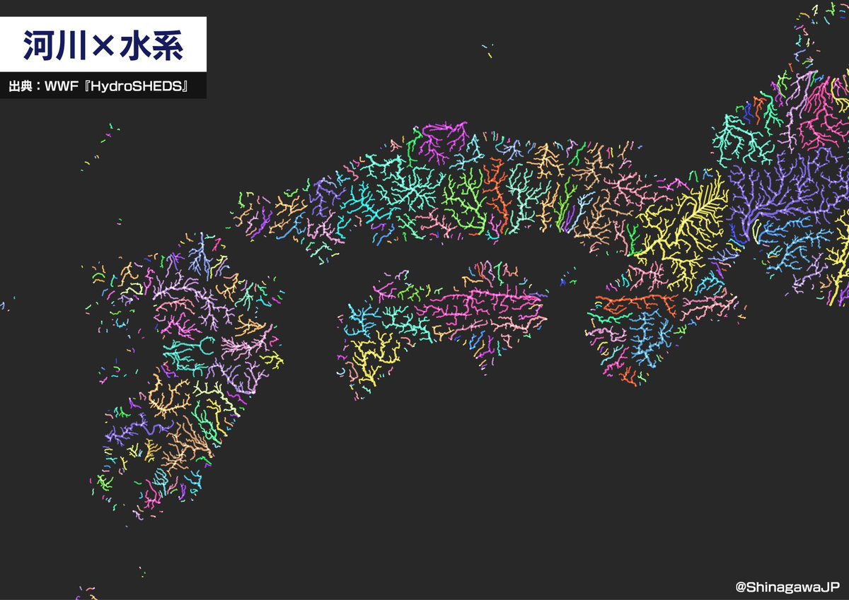 川だけで日本列島を描いてみたら地形の骨格が浮かんできて楽しい