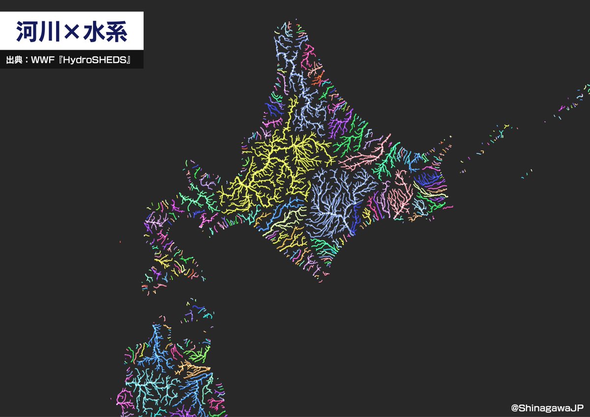 川だけで日本列島を描いてみたら地形の骨格が浮かんできて楽しい