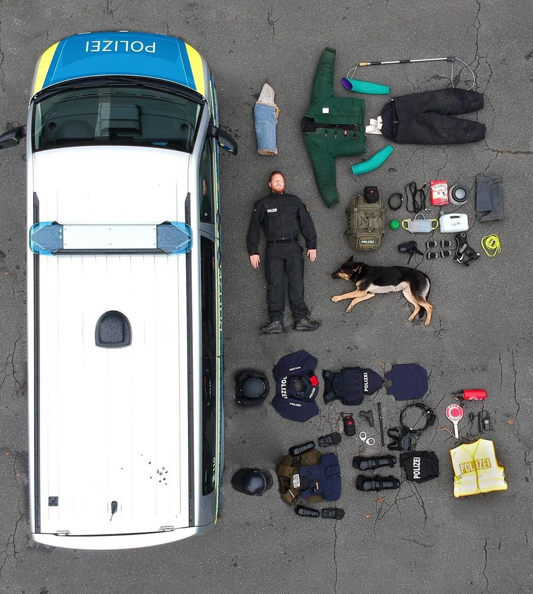  ドイツの警察の人と犬と装備の写真がうpされています 