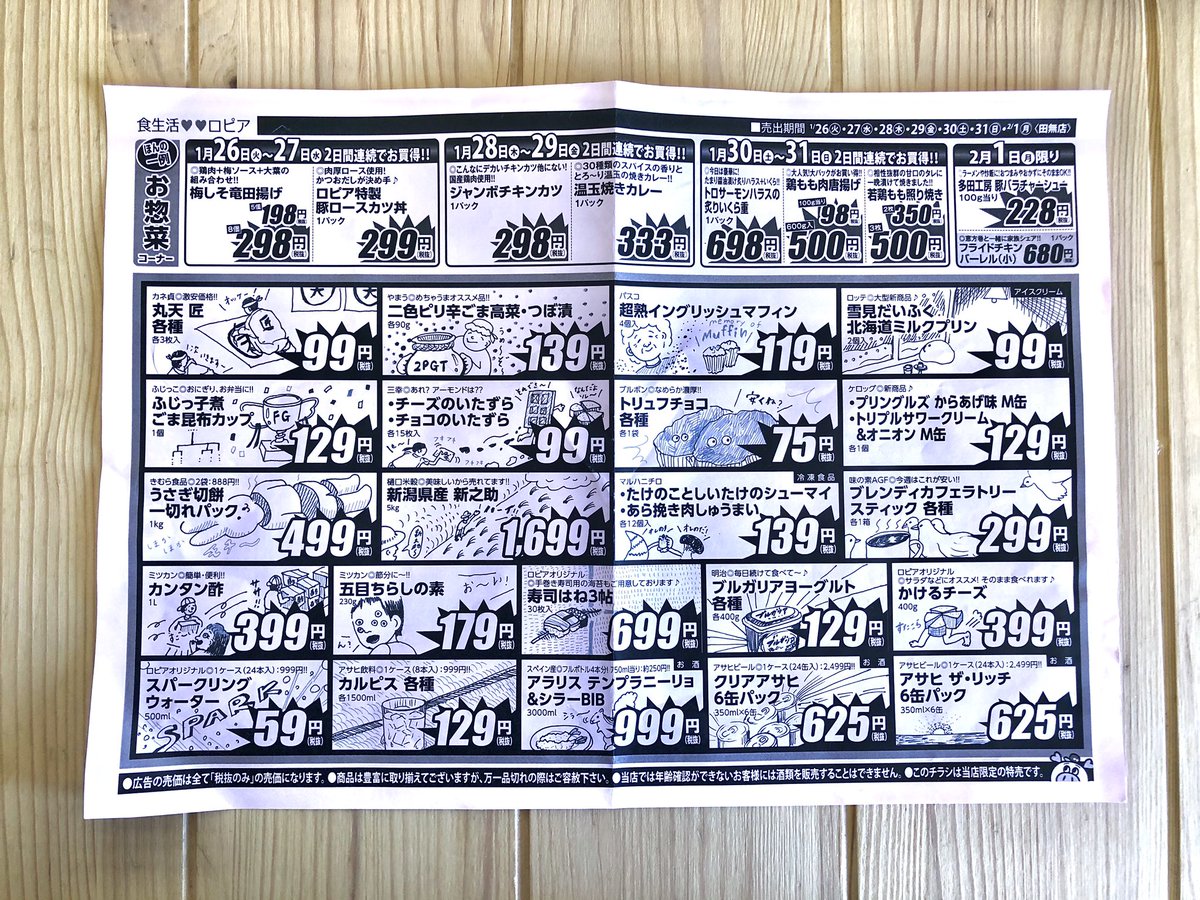 スーパーのチラシの余白が寂しかったので想像して描き出しておきました