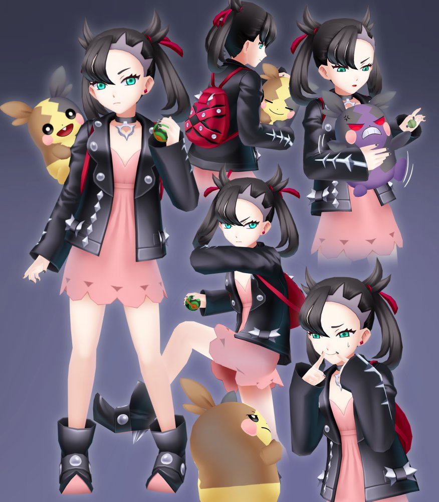 ローポリ　マリィとモルペコ　完成しました ポリゴン数△5000+△1458 #Pokemon #ポケモン 