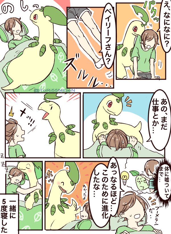 #ポケモンと生活 ぐうたらなチコリータとカフェインを沢山摂る社会人 