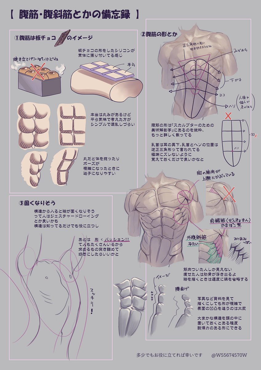 腹筋備忘録  描いてて気付いたりした事とか ツリーに落書きタイムラプス 