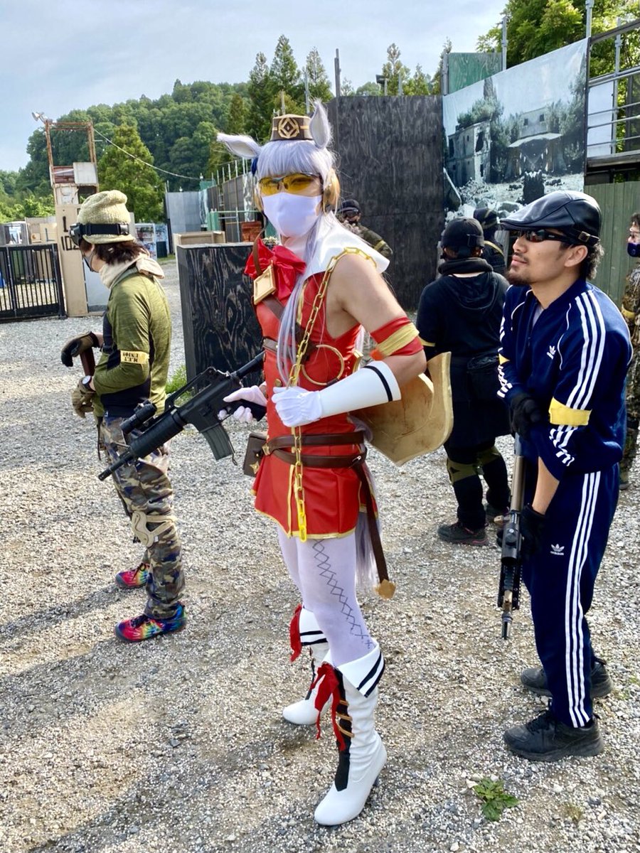 実際にウマ娘の格好でアクティブな動きをする事は可能なのか検証するため、今日はゴルシのコスプレでサバゲに参加してきました