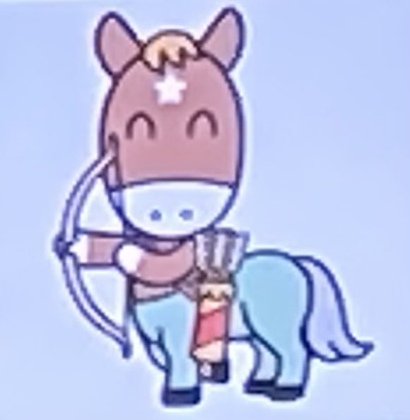 後ろのインタビューボードのイラスト よく見るの上半身もウマ