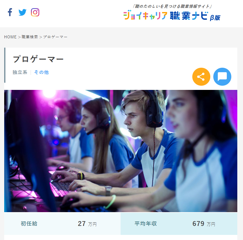   ゲームキャスター 初任給：32万円 平均年収：816万円  プロゲーマー 初任給：27万円 平均年収：679万円  eスポーツプロデューサー 初任給：23万円 平均年収：499万円  ゲームエンジニア 初任給：- 平均年収：464万円   