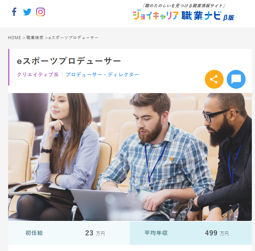 ゲームキャスター 初任給:32万円 平均年収:816万円 プロゲーマー 初任給:27万円 平均年収:679万円 eスポーツプロデューサー 初任給:23万円 平均年収:499万円 ゲームエンジニア 初任給:- 平均年収:464万円