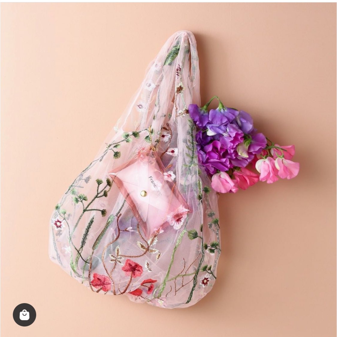 Francfranc(フランフラン)のチュール素材の刺繍バッグ、ちょっとええ加減にしてくれよってぐらい可愛い 