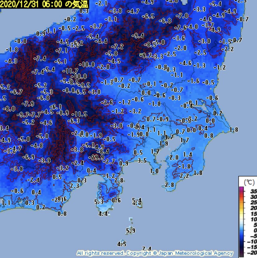 エグい寒さになっています． 北海道では江丹別などで今季初の最低気温マイナス30℃以下を観測．非常に強い寒気の影響で各地でとても冷え込んでいます．どうかあたたかくしてお過ごしください． 