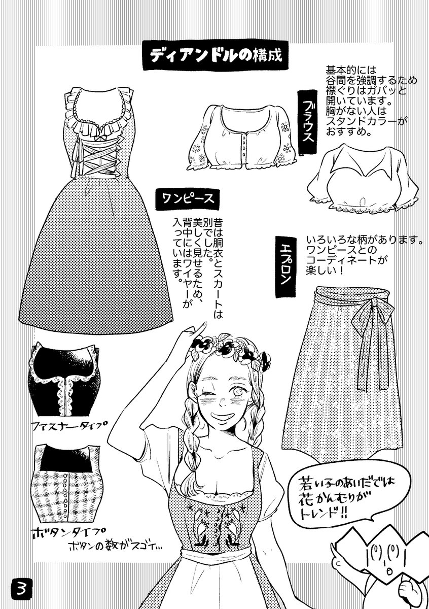 ちょっと前に描いたドイツの民族衣装ディアンドルの布教まんが1/2 