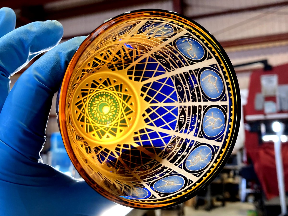 本日の制作。十二星座のグラス 