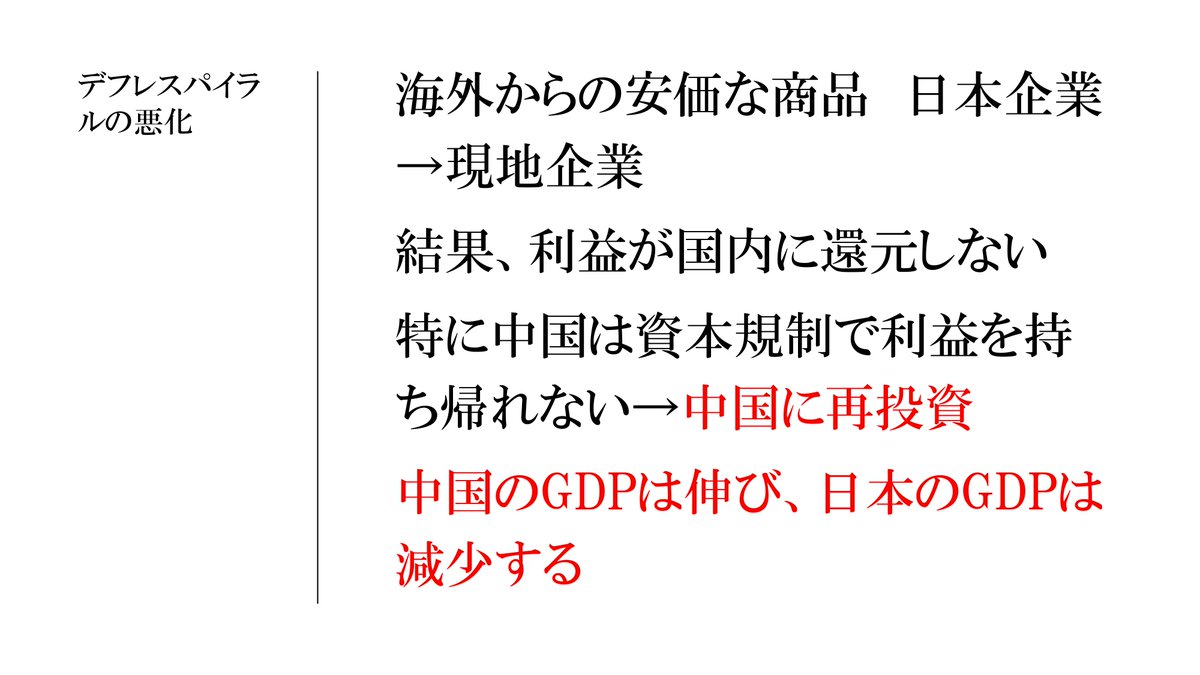  デフレの仕組みと日本の弱体化 中国に吸い取られた30年 中学生でもわかるように4枚にまとめました