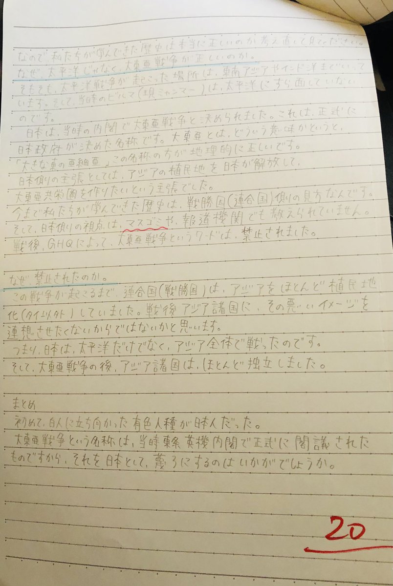 娘の課題。 20点だそうです。