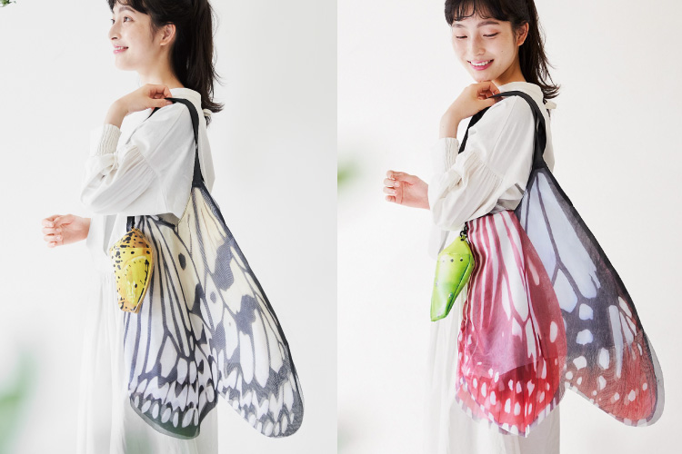 🦋伊丹市昆虫館とコラボ🦋 バタフライエコバッグ&サナギポーチ 卵から幼虫、さなぎから成虫へ…🐛 昆虫の不思議な成長過程「完全変態」のおもしろさをエコバッグに