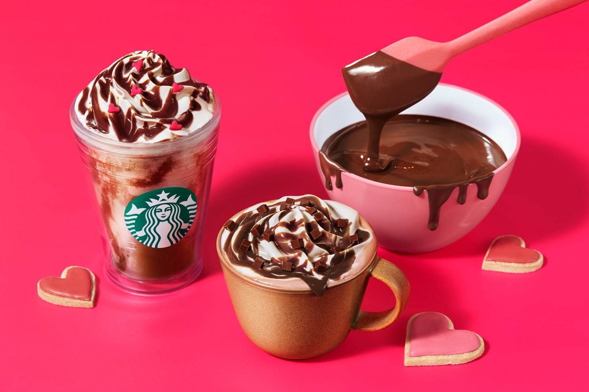スタバからバレンタイン限定の新作「メルティ 生チョコレート フラペチーノ／モカ」とろける生チョコソース×キューブチョコ  