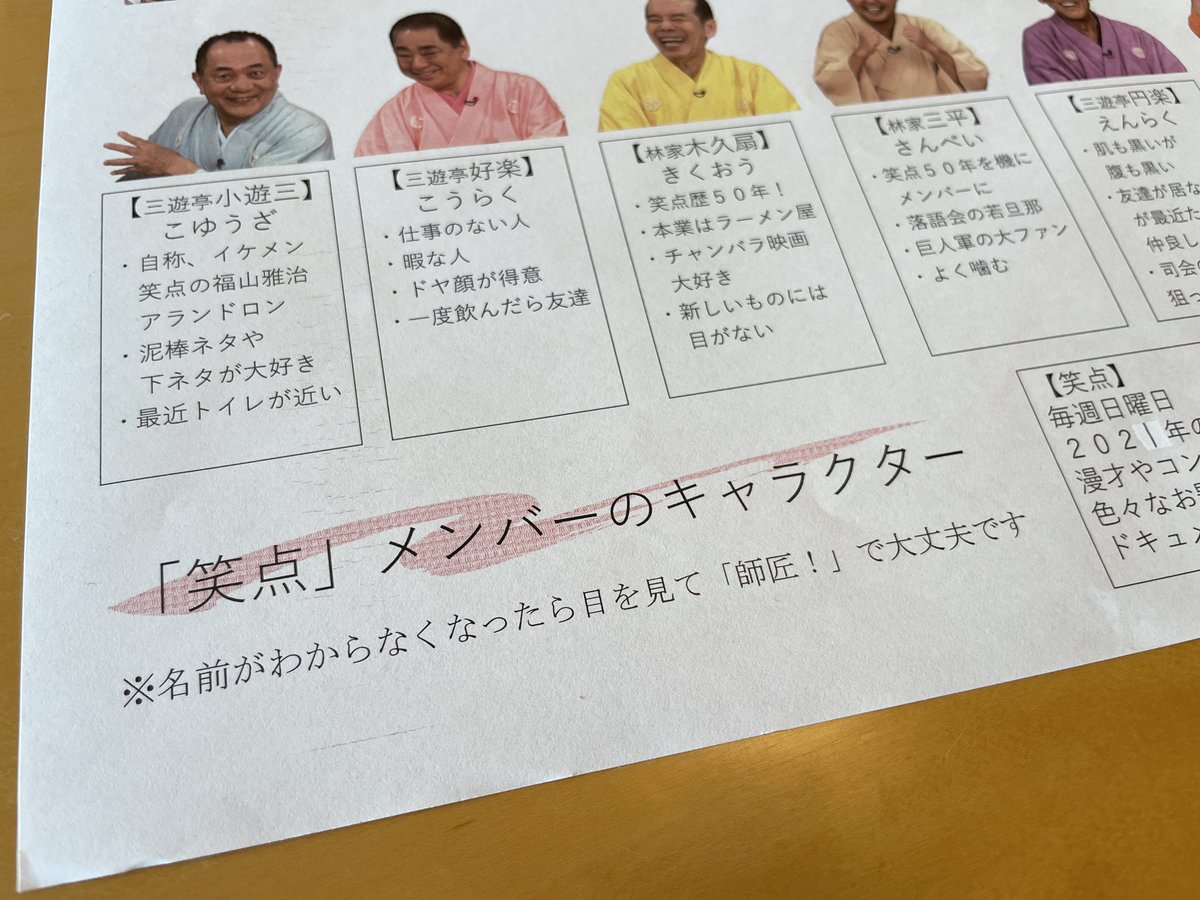   名前がわからなくなったら目を見て「師匠