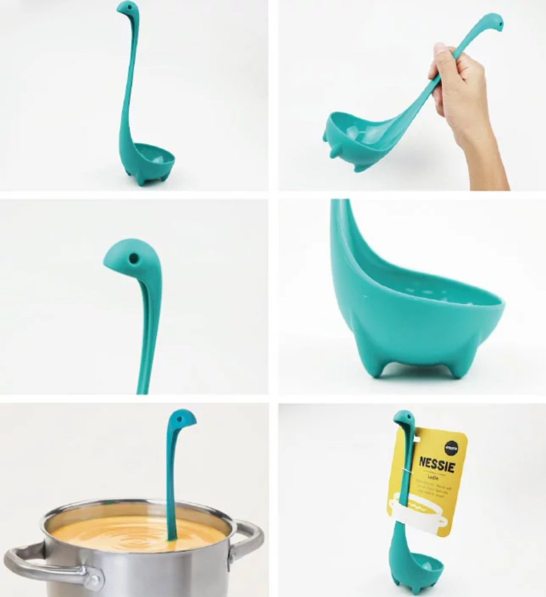 ネッシーのようなデザインのお玉「Nessie Ladle」がかわいい…  短い足でしっかり立ってくれるおたま