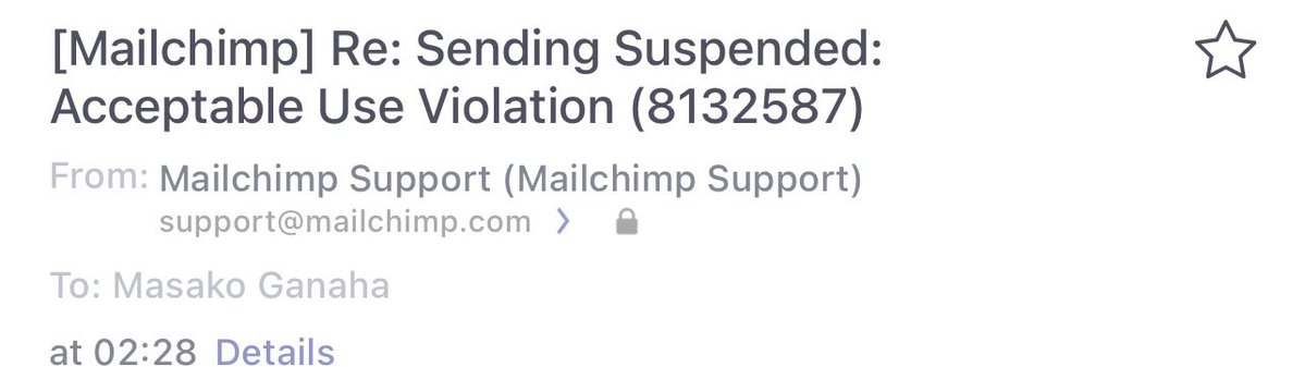  昨夜第二回のメルマガを作成したのですが、届かないという方々の声が多く何故かと思っていましたら、この様な通知が届いていました