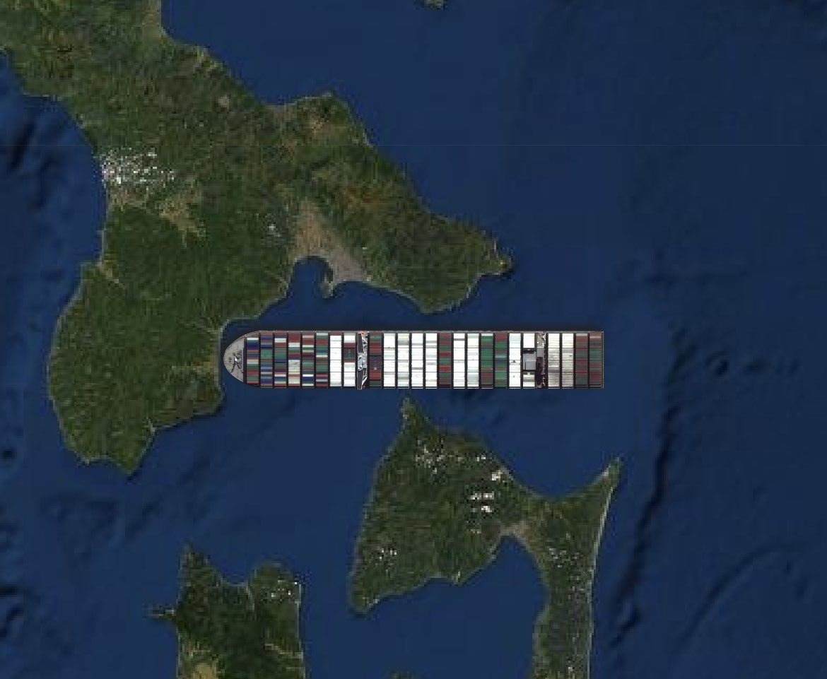 スエズ運河のコンテナ船を世界中どこにでも置けるアプリが登場…  Ever Given Ever Ywhere  