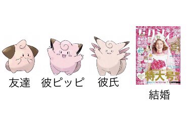 友達以上恋人未満のことを彼ピッピというらしいのですが、ポケモンで表すときっとこんな感じ 