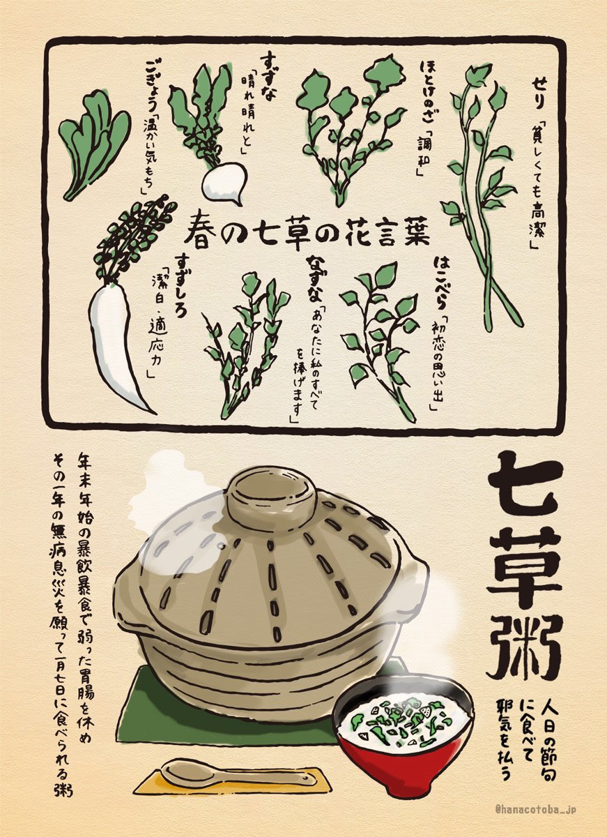 正月の祝膳や祝酒で弱った胃を休める為とも言われている