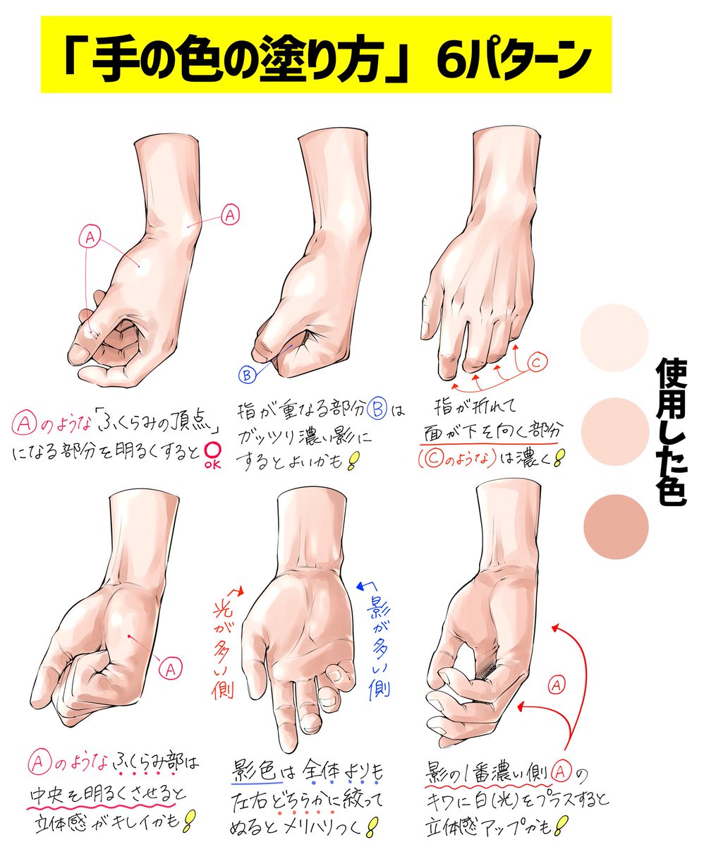   【自然に下ろす手】の描き方🤜  自然体の手を綺麗に描きたいときの  「ダメかも❌」と「良いかも⭕️」 
