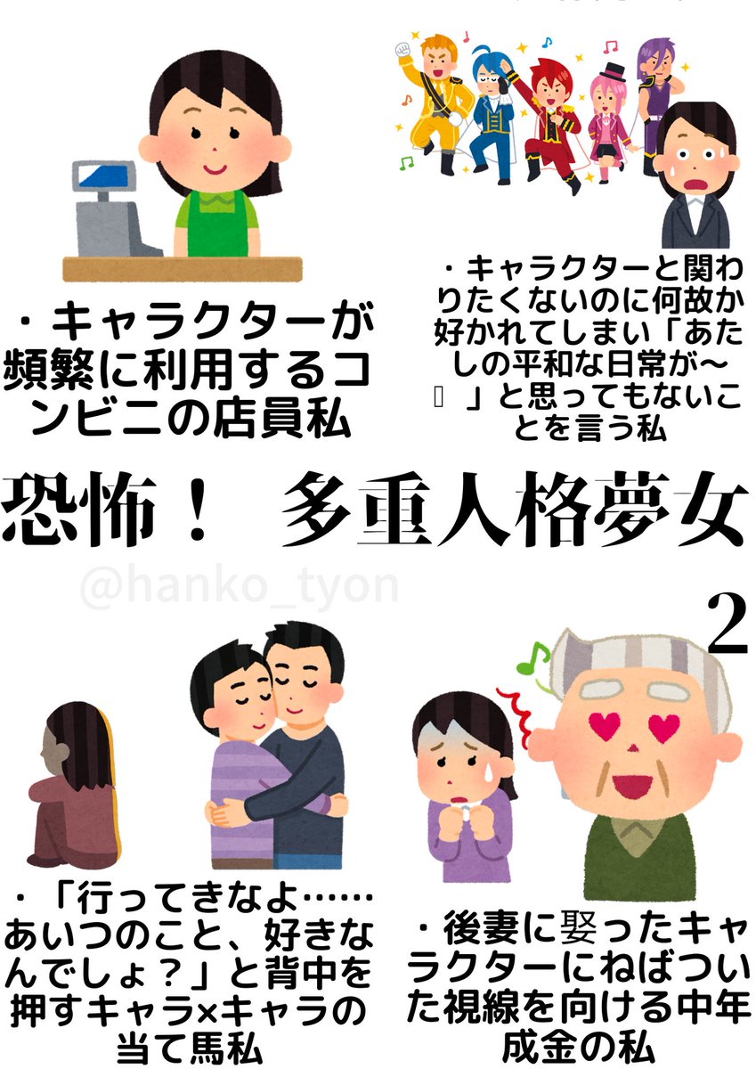 私の中にもこれだけの「人格」がいるんだから、夢女・夢女子という者たちを一言で言い表すことは出来ないんじゃないかと思う 