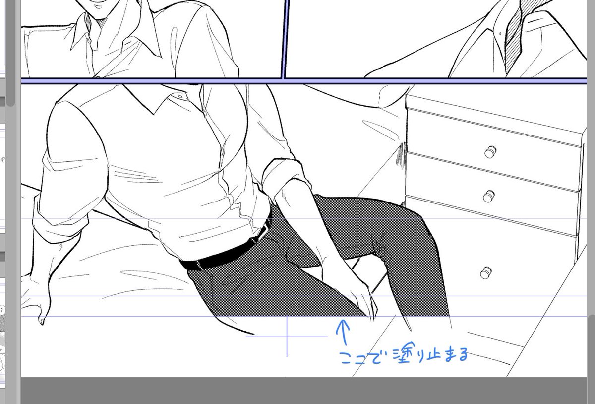 クリスタの塗りつぶし、「作画フレームを参照」にチェック入れておけば絵を枠外まで全面に書いてなくても勝手にタチキリ部分で塗り止まるの、あと5000年早く気付きたかった