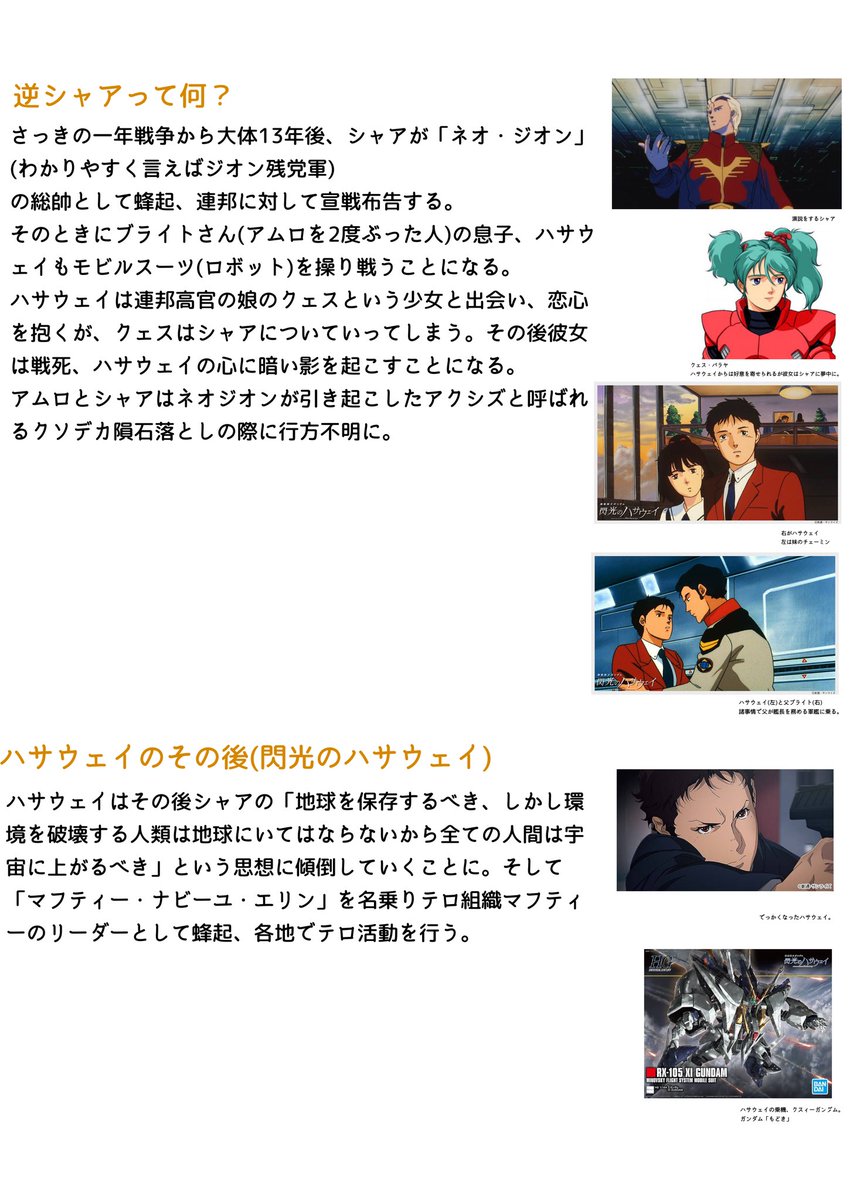 ハサウェイ見たいけどガンダム知らん人向けクソ雑ガンダム解説作った　暇なら見て 