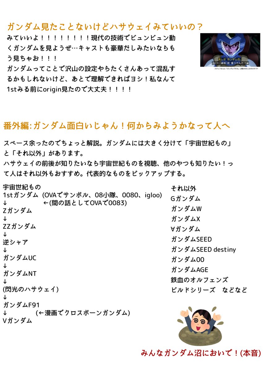 ハサウェイ見たいけどガンダム知らん人向けクソ雑ガンダム解説作った 暇なら見て