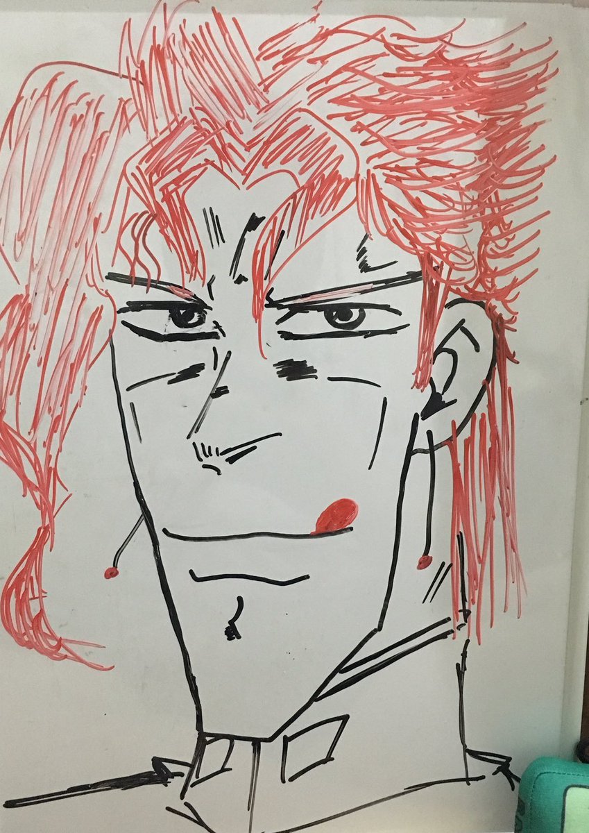 会社で使ってるホワイトボードに油性で花京院描いて消えなくなりました✍️🙍♀️助けて