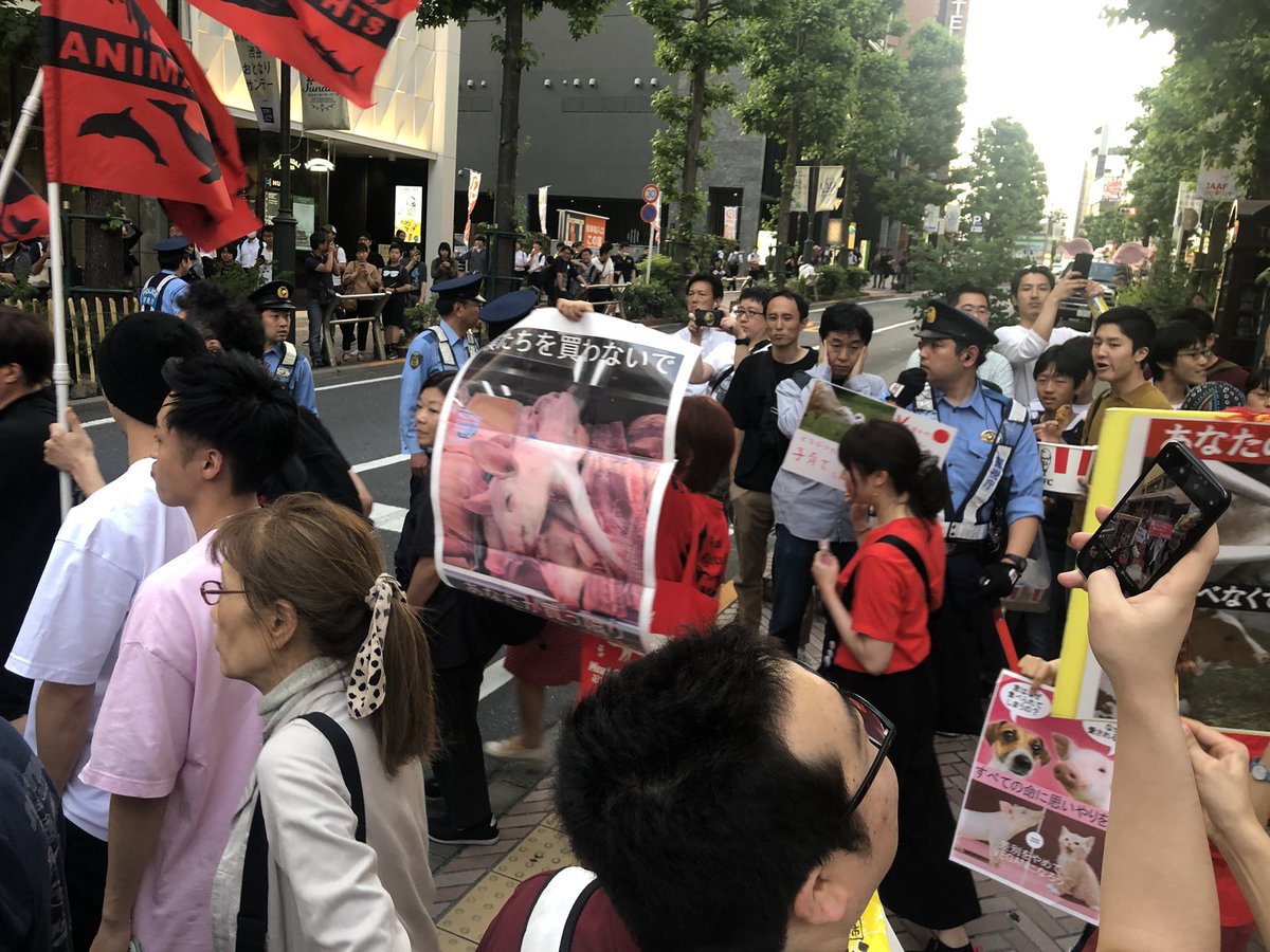 ヴィーガンのデモ行進の様子です…！！ 