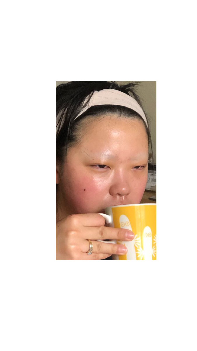 #レイヤーのオンとオフ  閲覧注意  1枚目 無加工寝起きスキンケア直後にコーヒー飲んでるわい