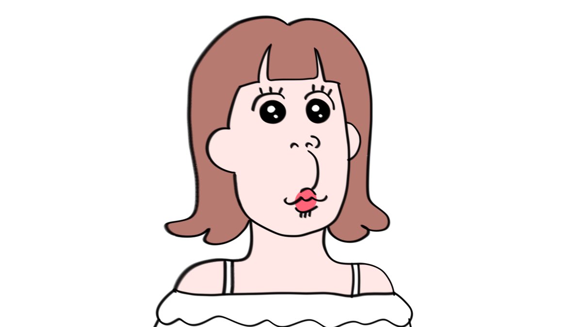 「歯についた口紅をとってる女」 