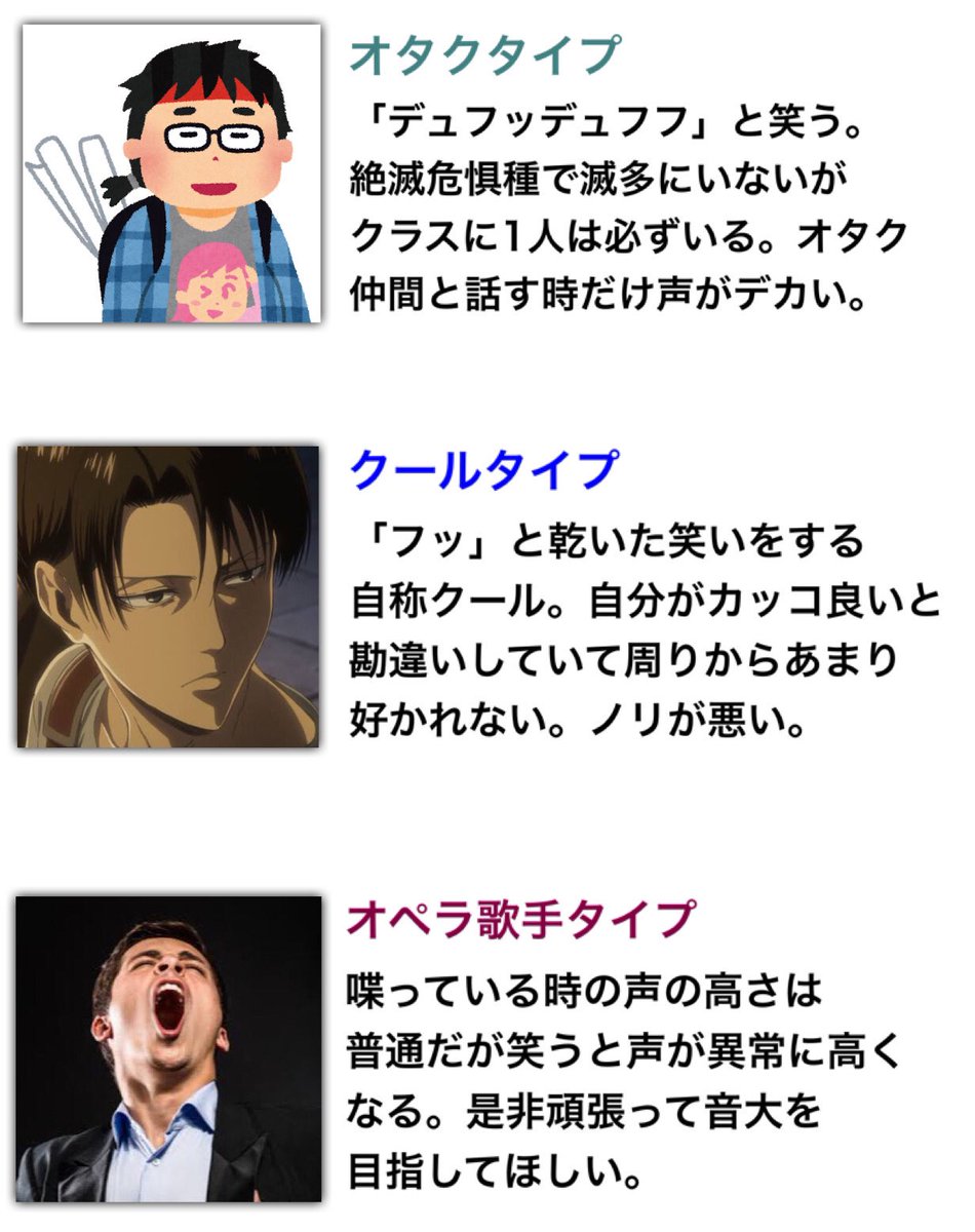 皆さんの周りに必ずいる笑い方の種類をまとめました 