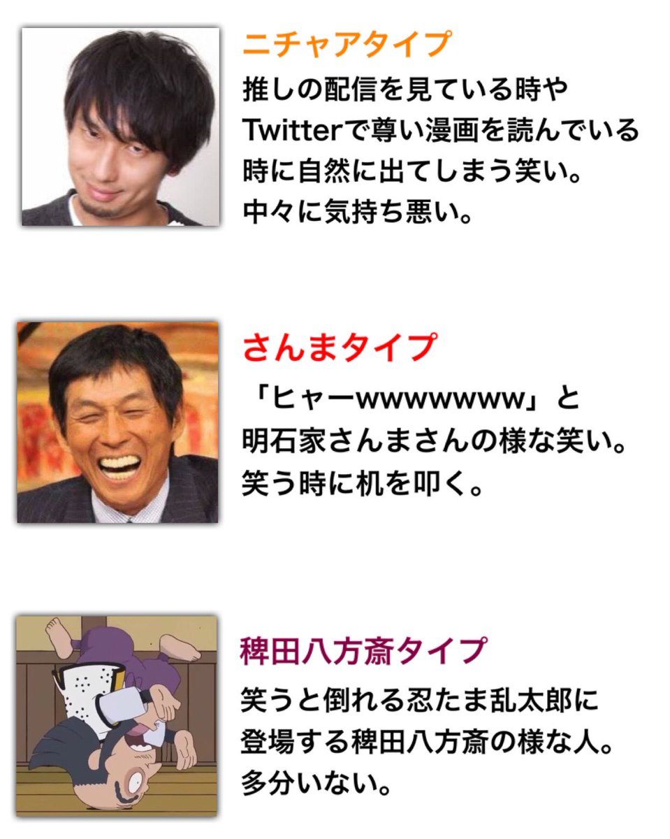 皆さんの周りに必ずいる笑い方の種類をまとめました 